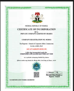 Jay-247 Gadgets Limited CAC certificate